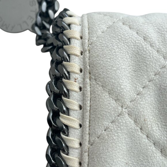 Stella McCartney Off-White Vegetarian Suede & Chain Quilted Shoulder Clutch Bag - Picture 7 of 10